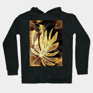 gold shimmer metallic tropical leaves Hoodie